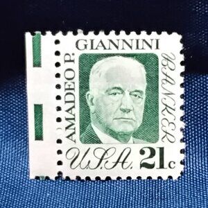 Uncirculated USA 1973 Amadeus Giannini: Banker 21 Cent Stamp!!